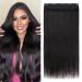 Clip in extensions real hair thick hair parts real hair 1PC 5 clips extensions real hair clip in soft naturally smooth hair extension 7a human hair 35cm-75g 1b# natural black