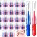 Acrasse brushes 100 pieces of interdental brushes toothpicks interdental brush dental brush dental brushes tooth cleaning tool red and blue