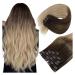 Hair Extensions 7 Pieces Human Hair Clip in Hair Extensions Ombre Brown Blonde Clip in Extensions Dark Brown Balayage Golden Blonde Ombre Platinum Blonde 12-24 inch Hair Pieces(24 Inches) 24 Inches 105g-Set