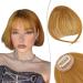 Ruwiss clip in pony 100% hair part real hair clip in bangs with temples remy real hair fringe bangs for women pony extension real hair for daily wearing (orange blond) 5.5g (pack with 1) orange blonde