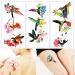 Large Hummingbird Tattoos Realistic Body Stickers Tatuaje Temporal De Colibri Hummingbird Temp Tattoo Large Birds For Women 3 Sheet 9 Pieces