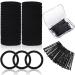 60 Pieces Black Seamless Hair Ties and 60 Pieces Black Hair Bobby Pins Hair Clips Hair Pins with Box for Thick Heavy and Curly Hair  No Metal Ponytail Holder for Girls and Women