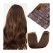 Hair Extensions Clip in Hair Extensions Remy Human Hair Chocolate Brown Double Weft Hair Extensions Clip in Human Hair Double Weft Silky Straight #4 Hair Pieces(20inches 120g) 20inches 120g