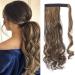 Tess ponytail extension brown 40 cm dark brown with sandy blonde wavy braid extension ponytail hair part 90g long hair extension braid 40 cm-waved dark brown with sandy blonde
