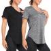 Deaviya Women's Sport T-Shirt - V-Neck Fitness Shirt for Gym Yoga & Workout - Black & Gray XL - Buy Online on GoSupps.com