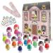 beauty4britain Kids Nail Polish Set 12 Non-Toxic Peel-Off Nail Polishes 2 Nail Files & Nail Stickers Quick Dry Scented Nail Polish
