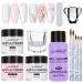 SPTHTHHPY Acrylic Powder and Liquid Set - Acrylic Nail Kit with 3 Colors Pink White Clear Professional Monomer Acrylic Nail Brush Nail Forms for Acrylic Nails Extension Beginner Kit