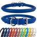 Collardirect round leather dog collar soft padded rolled handmade real leather collar for dog puppy cat small big black pink red purple blue navy blau 35-40 cm