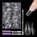 EARLMONI Medium Ballerina Nails Tips Set - 432 pieces Full Cover Soft Gel Nail Tips with Glue Nail File Cuticle Pusher 12 Sizes Prepolished Artificial Nails For Gluing Nail Art DIY