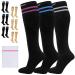 360 RELIEF - Flight Compression Socks Supports | Blood Circulation Travel Work L-XL White+Blue+Pink