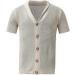 Men's Summer Lightweight Mesh Wool Knit Cardigan Sweater - England Style Short Sleeve Shirt (Yellow, Large) - Buy Online on GoSupps.com