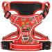 Heele dog harness breast harness for dogs running harness dog with lockable snap lock adjustable reflective dog harness open on the neck anti-train dog harness floral red XL XL-breast size: 53-97cm floral-red lock