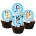 24 Bluey Cupcake Toppers Theme #1 Edible Bluey Cake Topper Bluey Birthday Decorations Blue Family Edible Cake Topper Puppy Cake Decorations Blue y Party Decorations