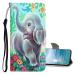 Didan mobile phone case for Samsung Galaxy A7 2018 cell phone bag case with colorful motif PU leather bag flip case folding wraps stand function full body protective cover samsung galaxy a7 2018 elefant flower
