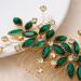 Bridal Hair Comb Hair Accessories Beaded Bangs Side Insert Comb Rhinestone Hair Comb 13.5x6.5cm Green - Buy Online on GoSupps.com