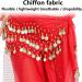Womens Belly Dance Hip Scarf & Chiffon Towel - Red Coin Belt Costume with Sequins | International Shipping - Buy Online on GoSupps.com