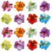 BBTO 24 Pieces Flower Hair Clips Multicolor Hawaiian Hibiscus Flower Hair Accessories for Girls Women Beach Wedding Party Supplies