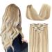 Doores Extensions Real Hair dirty blonde highlights bleached blonde 35cm 14 inch 7 pieces 120g clip in extensions real hair remy clip in hair extension smooth real hair extensions 35cm-12m-12m-12m-12m-12m-120g #18/613 dirty blonde highlight bleaching blon