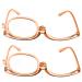 2 Pack Magnifying Makeup Glasses Eye Make Up Womens Cosmetic Reading Glasses Spectacles Flip Over Lens Folding Copper +1.25