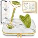 CELLIKA Xiuyan Jade Roller and Gua Sha Set with Shockproof Travel Case - Face Roller Skin Care Tool Real Jade Roller for Face, Eyes, Neck & Body - Facial Roller Tutorial & Skincare Plan Included