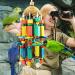 Mymulike 60cm Parrot Toys - Durable Wooden Bird Feed Toys for African Grey Cockatiels Finches Budgies and Amazon Parrots - Buy Online on GoSupps.com