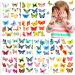 Qpout 12 PCS Kids Butterfly Temporary Tattoo Face Fake Tattoo Sticker For Girls Woman Birthday Decoration Butterfly Party Gift Body Art Makeup Sticker