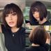 Haircube just short charming bob with bangs wigs for woman nature heat -resistant synthetic fiber party/cosplay/costume/daily wig (brown/black tea) 551