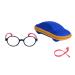 Kids Glasses Clear Lens Blocking Blue Light Flexible Rubber Frame + Strap + Case Red