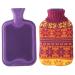 2 Liter Premium Classic Rubber Hot Water Bottle w/Cute Knit Cover (2 Liter, Purple/Snowflake) Purple / Orange 2 Piece Set