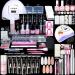 Saviland 8 Colors Poly Nail Gel Kit Poly Nail Extension Gel Pink Series with Base & Top Gel 36W U V LED Light Basic Nail Tools All-in-one French Manicure Starter Nail Kit for Home DIY 3A-7 Colors Poly Gel Nail Kit with Nail Drill