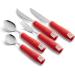 Special Supplies Adaptive Utensils 5-Piece Set - Non-Weighted, Non-Slip Handles for Hand Tremors, Arthritis, Parkinson's or Elderly Use - Stainless Steel Utensils for Easy Dining - Red - Buy Online on GoSupps.com