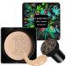 Mushroom Head Air Cushion CC Cream,CAHIUYOA BB Cream Foundation Full Coverage Concealer Long Lasting Liquid Matte Makeup Foundation with Mushroom Makeup Sponge-Light