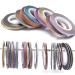 Matte Nail Art Striping Tape Lines 36pcs Nail Tape Stickers Stripe Decals Glitter Nail Adhesive Nail Decoration Set Gold Silver