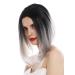 WIG ME UP TYS-896-1BTT-T0906 Women's Long Bob Ombre Wig - Black Grey Clavi-Cut Shoulder Length Hairstyle - Buy Online on GoSupps.com