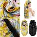 2Pcs Extra Large Long Satin Bonnet Sleep Cap Set for Women - Black+Yellow Pattern | Soft & Comfortable Elastic Band Night Sleep Hair Bonnets - Buy Online on GoSupps.com