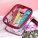 Travel Makeup Bag Set - 2 Pack Clear PVC Zippered Cosmetic Organizers (Wine Red, Navy) - Buy Online on GoSupps.com