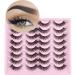 False Eyelashes Natural Look Wispy Fake Lashes Fluffy 15mm Short Cat Eye Faux Mink Eyelashes Wispies Strip Lashes Pack by Delyneph 15mm Cat Eye