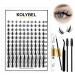 KOLYBEL Lash Clusters Kit Manga Lash Clusters Natural Look Lash Extensions Kit Anime Eyelash Extensions Wispy Fairy Lash Clusters 8-18mm Lashes DIY Manga Lash Extensions at Home(Manga Lash Kit) Fairy Lash Clusters Kit