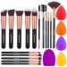 InnoGear Makeup Brushes Set, 21 Pcs Professional Cosmetic Brush Set with 16 Makeup Brushes 4 Sponges and Brush Cleaner for Foundation Powder Concealers Eyeshadows Liquid Cream, Black Golden