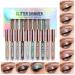 Langmanni 10PCS Liquid Eyeshadow Shimmer Glitter Liquid Eye Shadow Set Waterproof Long Lasting Metals Sparkling Eyes Makeup Liquid Eyeshadow for Party Wedding Festival or Daily Makeup