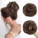 Tess hair part with rubber band 55g lured hair tie with hair dark chestnut brown large bun hair part hair part hair parts synthetic hair extension for women girls 55 g dark chestnut brown
