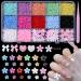 3D Color Tiny Flowers Nail Charms Kit Acrylic Spring Blossom Tiny Flower with Gold Caviar Beads Nail Art Charms Color Bow Bowknots Heart Charms for Nails Art DIY Manicure Decor Accessories