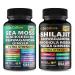 Shilajit and Sea Moss Combo - Sea Moss and Shilajit Bundle with Ashwagandha Black Seed Turmeric Bladderwrack Burdock Black Pepper with Vitamins and Antioxidants - 120 Veggie Capsules 60 Count (Pack of 2)