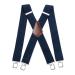 Hisdering braces for men 5cm wide with very strong 4 metal clip x-shape men's braces long unit size for men and women adjustable and elastic navy blue 1