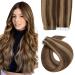 Elailite 30cm tape extensions real hair hair part adhesive tape 20g hair extension smooth remy 20 pieces 12 "human hair #4/27 medium brown & dark blonde