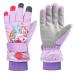 QKURT children's skiing gloves thick warm winter gloves windproof snow-feds children's inhorn skiing gloves gloves for cold weather for 2 13 years S violet