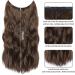 Invisible Wire Hair Extensions | Adjustable Transparent Wire | 20 Inch Synthetic Long Hair Pieces | Dark Brown Mixed Chestnut Brown - Buy Online on GoSupps.com