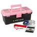 Fishing Single Tray Tackle Box- 55 Piece Tackle Gear Kit Includes Sinkers Pink