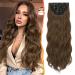 Barsdar clip in extensions 5 PCs Long wavy clip in hair extensions thick natural soft synthetic hair part for women girl -50 cm golden chestnut brown 50 cm golden chestnut brown