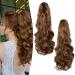 Gairyan 50cm ponytail hair part braid extensions long curly claw clip in ponytail extensions synthetic hair extensions wavy hair part hair extension for women (golden brown) 50 cm golden brown